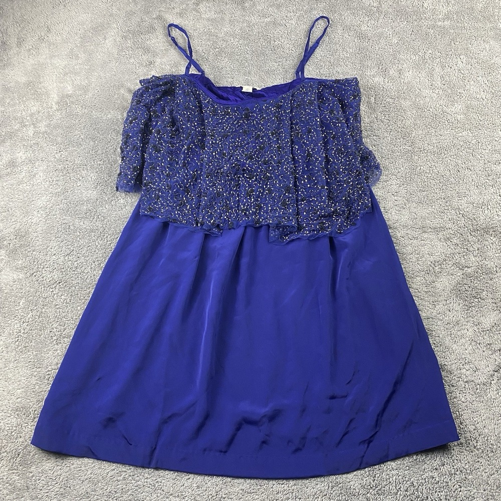 Silence +‎ Noise Strappy Mini Slip Dress Womens XS Blue